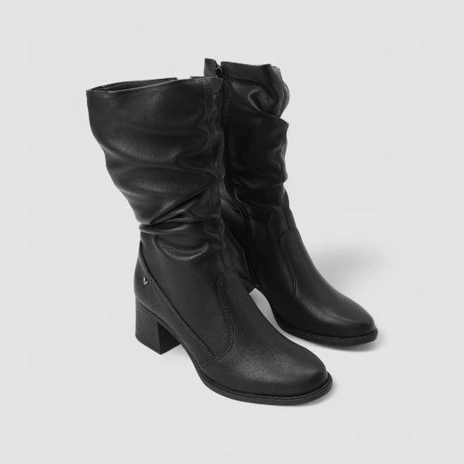 Bota Slouchy Feminina Mississipi Drapeada Cano Médio Preta