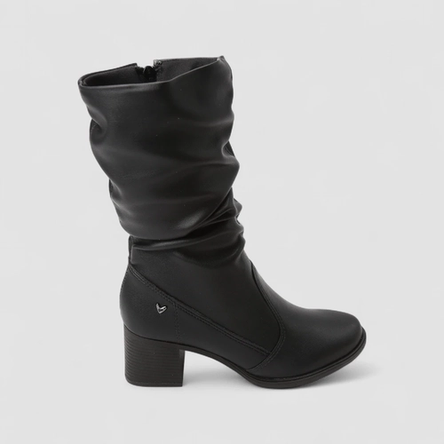 Bota Slouchy Feminina Mississipi Drapeada Cano Médio Preta