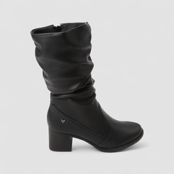 Bota Slouchy Feminina Mississipi Drapeada Cano Médio Preta