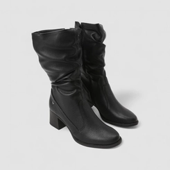 Bota Slouchy Feminina Mississipi Drapeada Cano Médio Preta