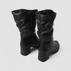 Bota Slouchy Feminina Mississipi Drapeada Cano Médio Preta