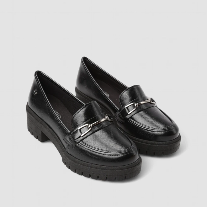Mocassim Feminino Mississipi Tratorado Enfeite Metálico Preto