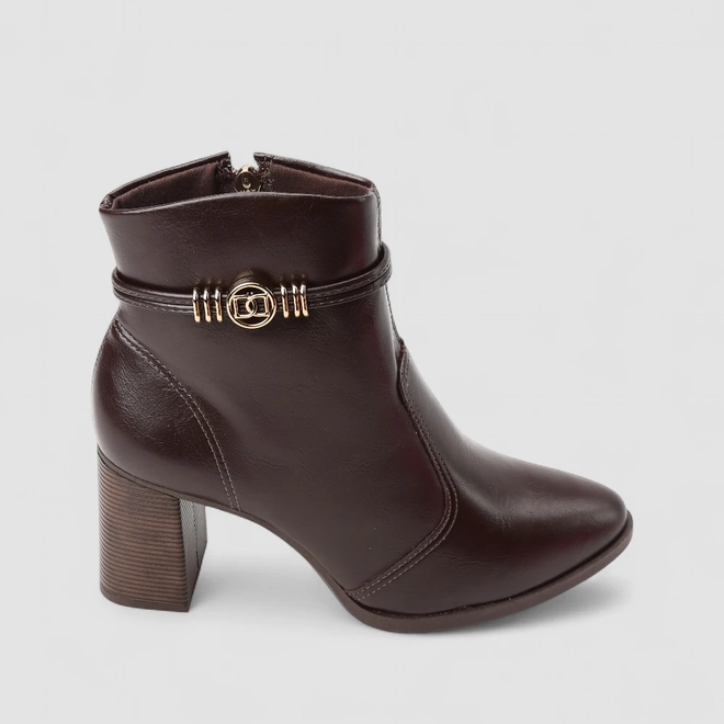 Ankle Boot Feminina Dakota Metálico Dourado Marrom