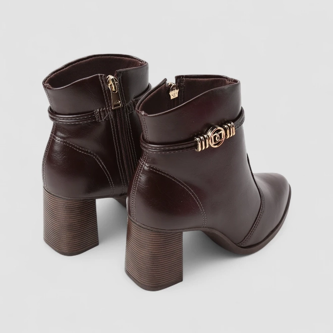 Ankle Boot Feminina Dakota Metálico Dourado Marrom