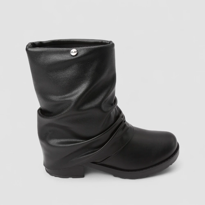 Bota Slouchy Feminina Quiz Drapeada Detalhe Capa Preto