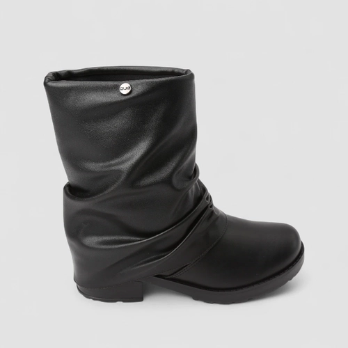 Bota Slouchy Feminina Quiz Drapeada Detalhe Capa Preto