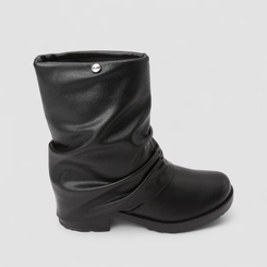 Bota Slouchy Feminina Quiz Drapeada Detalhe Capa Preto