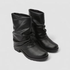 Bota Slouchy Feminina Quiz Drapeada Detalhe Capa Preto