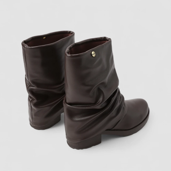 Bota Slouchy Feminina Quiz Drapeada Detalhe Capa Marrom