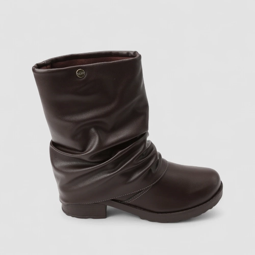 Bota Slouchy Feminina Quiz Drapeada Detalhe Capa Marrom