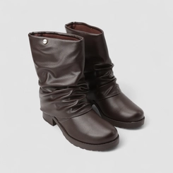 Bota Slouchy Feminina Quiz Drapeada Detalhe Capa Marrom