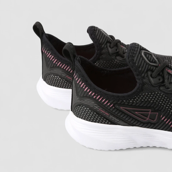 Tênis Esportivo Feminino Repplay High Comfort Science Detalhe Rosa Mesh Preto