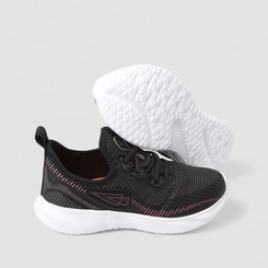Tênis Esportivo Feminino Repplay High Comfort Science Detalhe Rosa Mesh Preto