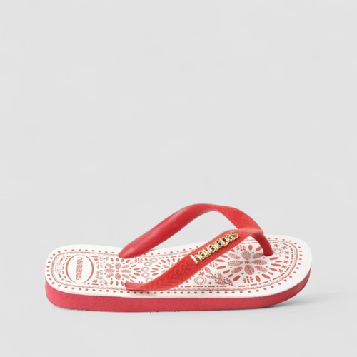 Chinelo Feminino Havaianas Top Bordado Flor Vermelho