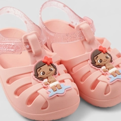 Sandália Babuche Bebê Grendene Kids Moana Glitter Rosa