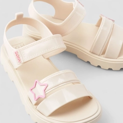Sandália Feminina Zaxy Estrela Rosa Bege