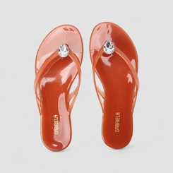 Chinelo Feminino Gabriela Translúcido Detalhe Pedraria Caramelo