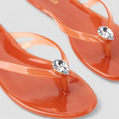 Chinelo Feminino Gabriela Translúcido Detalhe Pedraria Caramelo
