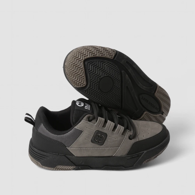 Tênis Casual Masculino Ollie Originals Mesh Nobuck Preto & Cinza