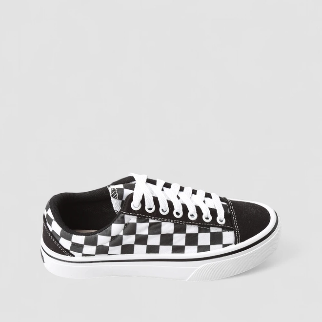 Tênis Casual Feminino Star Feet Xadrez Preto & Branco