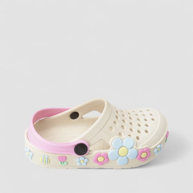 Babuche Infantil Gabrielinha Florido Bege