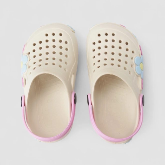 Babuche Infantil Gabrielinha Florido Bege