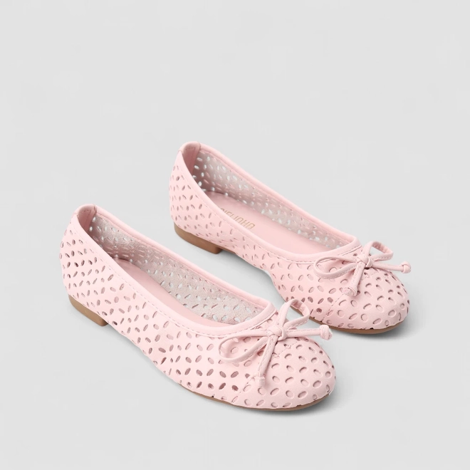 Sapatilha Infantil Gabrielinha Perfuros Laço Rosa