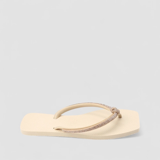 Chinelo Feminino Sua Cia Strass Bege