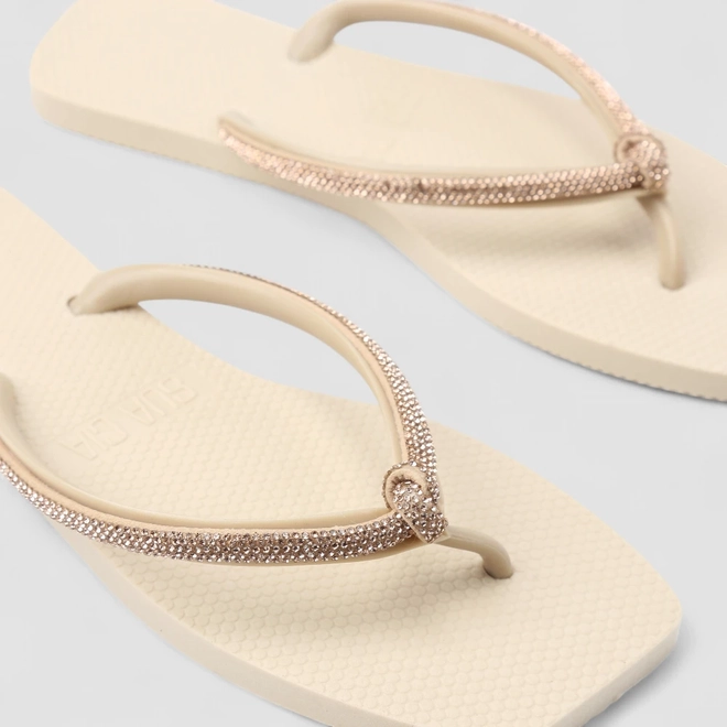 Chinelo Feminino Sua Cia Strass Bege