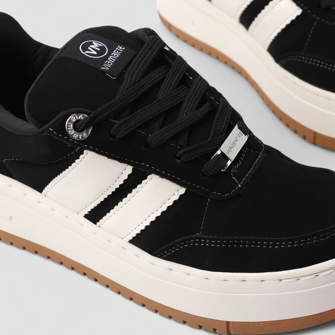 Tênis Casual Feminino Via Marte Nobuck Cadarço Extra Preto