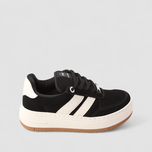 Tênis Casual Feminino Via Marte Nobuck Cadarço Extra Preto