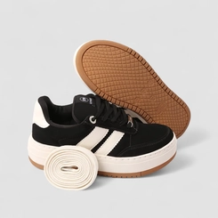 Tênis Casual Feminino Via Marte Nobuck Cadarço Extra Preto