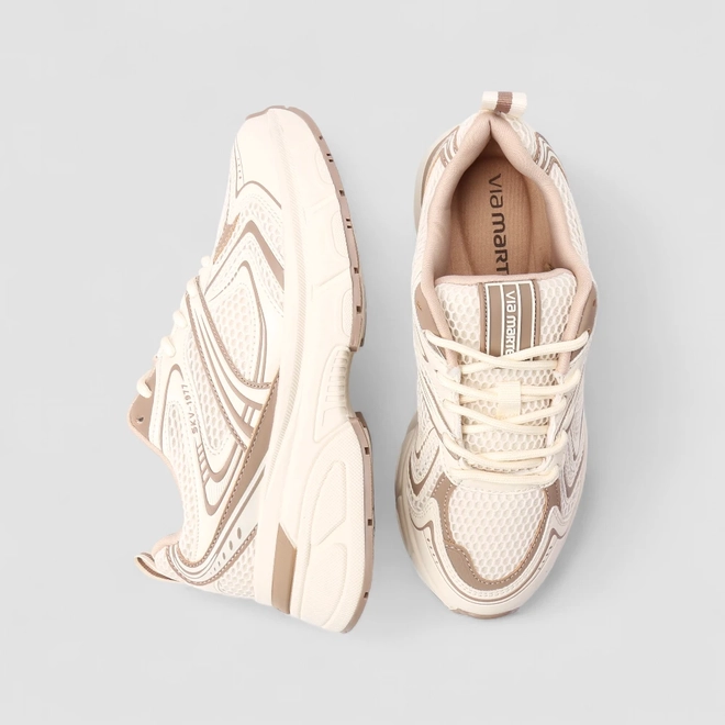 Tênis Casual Feminino Via Marte Mesh Bege