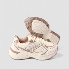 Tênis Casual Feminino Via Marte Mesh Bege