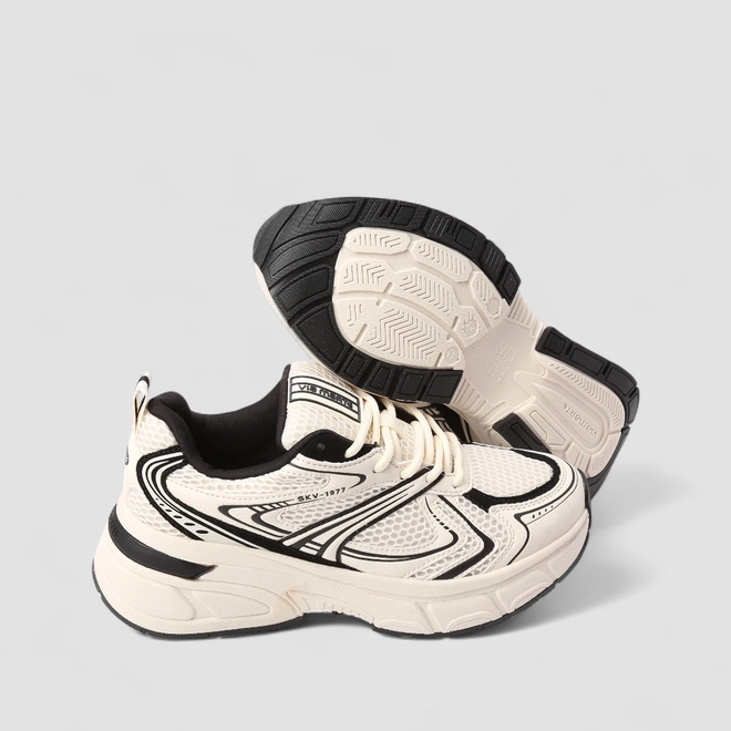 Tênis Esportivo Feminino Via Marte Recorte Off White