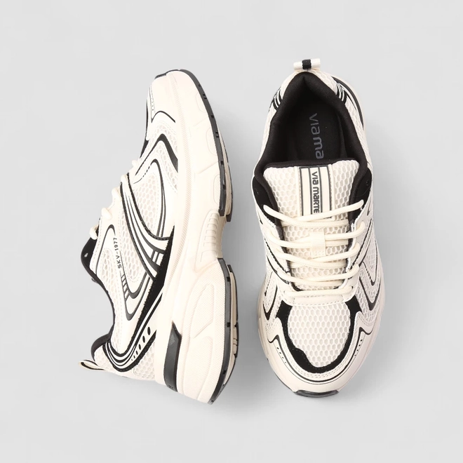 Tênis Esportivo Feminino Via Marte Recorte Off White