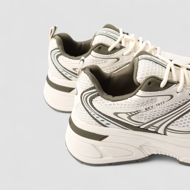 Tênis Casual Feminino Via Marte Mesh Off White & Verde