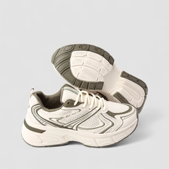 Tênis Casual Feminino Via Marte Mesh Off White & Verde