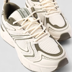 Tênis Casual Feminino Via Marte Mesh Off White & Verde