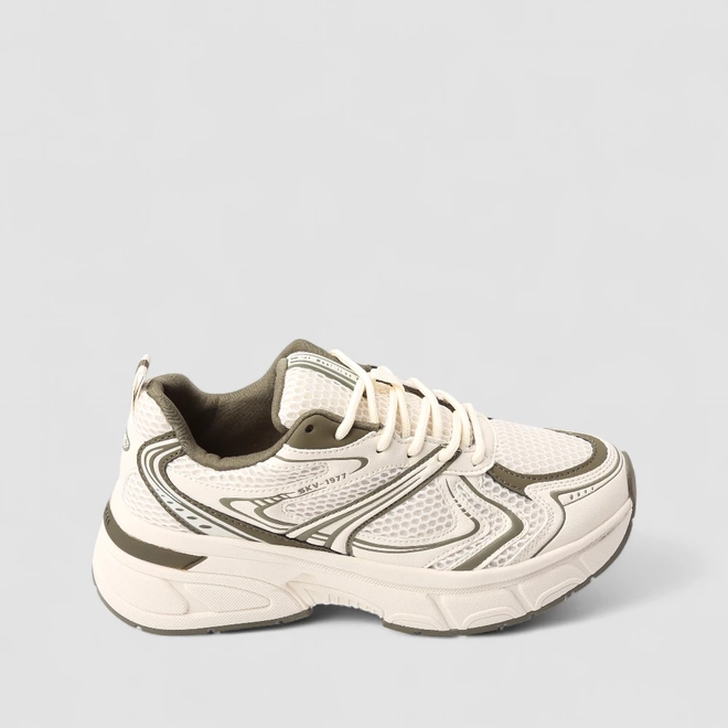 Tênis Casual Feminino Via Marte Mesh Off White & Verde