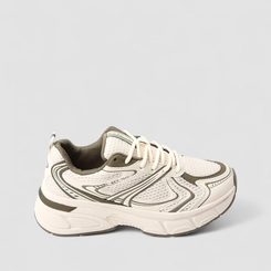 Tênis Casual Feminino Via Marte Mesh Off White & Verde