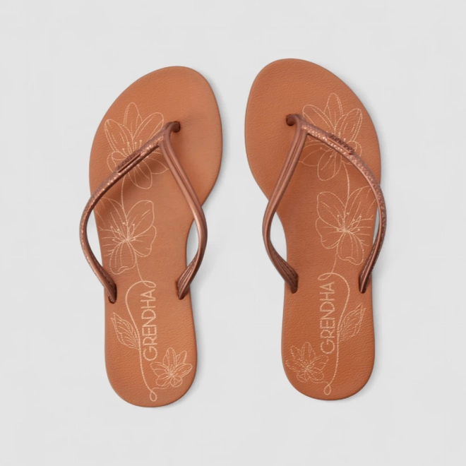 Chinelo Feminino Grendha Floral Marrom