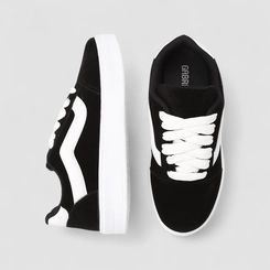 Tênis Casual Feminino Gabriela Faixa Branca Camurça Preto