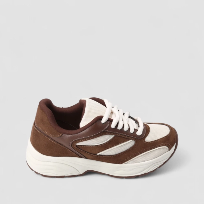 Tênis Casual Feminino Gabriela Mesh Camurça Marrom