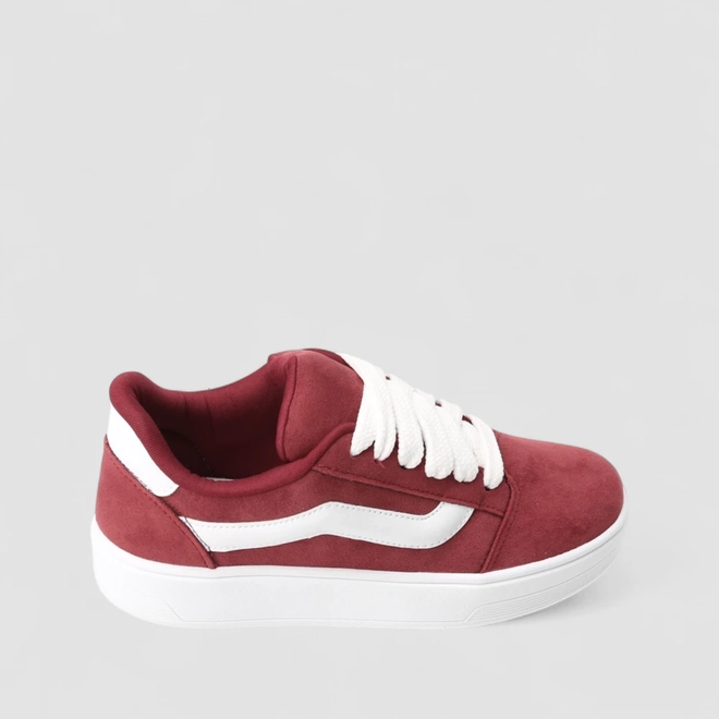 Tênis Casual Feminino Gabriela Camurça Vinho