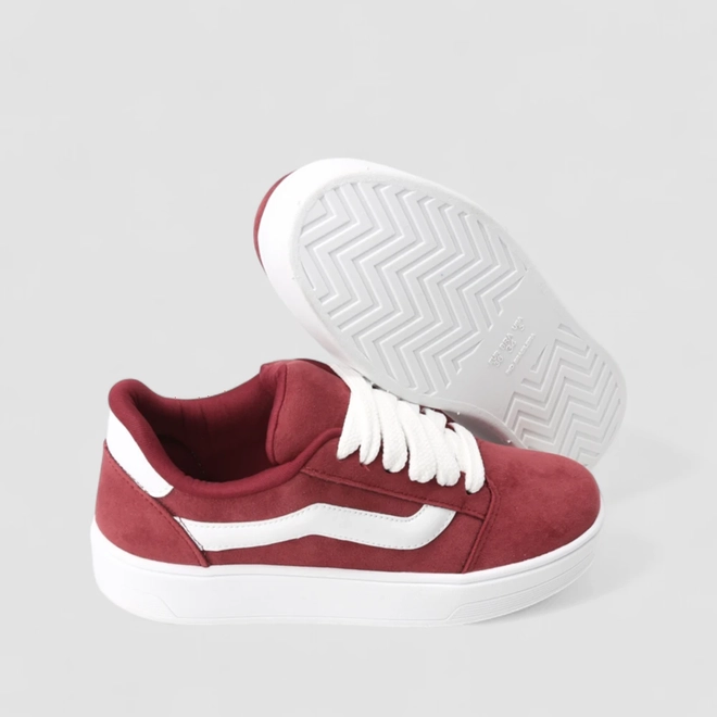 Tênis Casual Feminino Gabriela Camurça Vinho