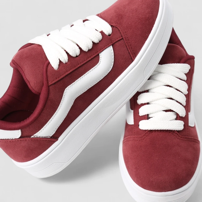 Tênis Casual Feminino Gabriela Camurça Vinho