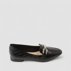 Mocassim Feminino Sua Cia Enfeite Metalizado Trama Preto