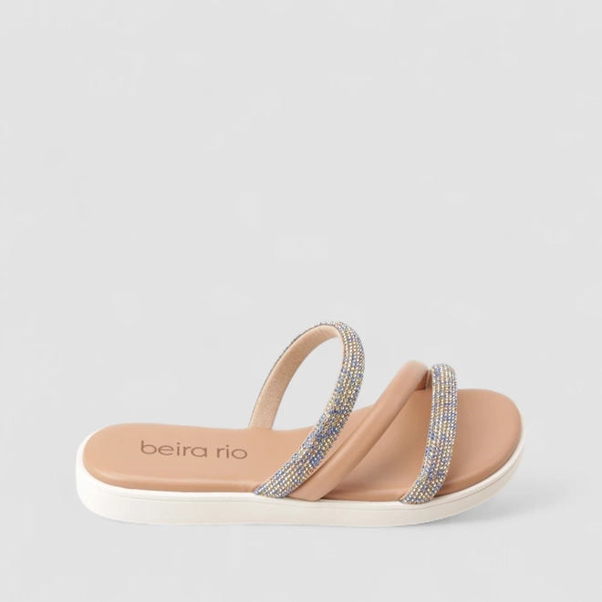 Tamanco Feminino Beira Rio Strass Colorido Nude