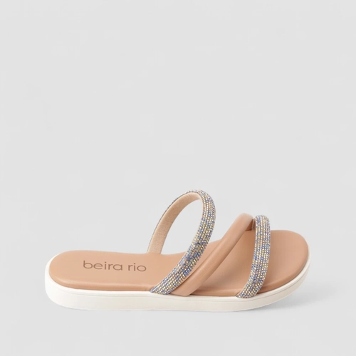 Tamanco Feminino Beira Rio Strass Colorido Nude